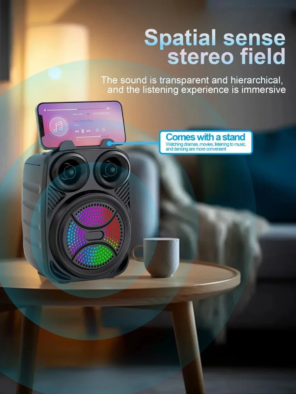 500mAh Bluetooth Speaker – High-Power Sound Box with TF/U-Disk, Karaoke & Handheld Subwoofer for Dancing