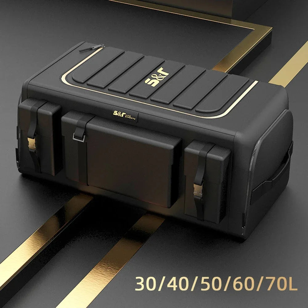 Car Trunk Storage Organizer with Lid – 70L Universal Folding Box, Oxford Cloth, Organizador for Car Trunk