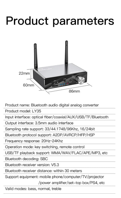 Bluetooth 5.3 Transmitter & Receiver | Low Latency Stereo AUX 3.5mm, Optical Wireless Audio Adapter with Remote Control for TV & PC