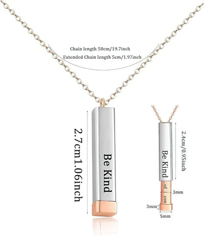 Be Kind of A B Necklaces for Women - Hidden Message, Friendship Jewelry Gift for Best Friends, Sorority Sisters, Square Tube Pendant