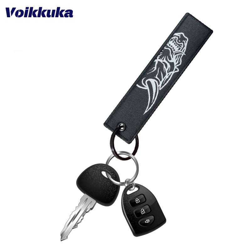 Midnight Club Oni Mask Keychain Set — 1/2/3pcs Embroidered Double-Sided Funny Tag for Motorcycle Accessories