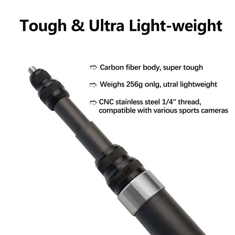 Carbon Fiber Invisible Selfie Stick 1.2m/3m – Bullet Time Rotating Tripod Handle for GoPro & Insta360 X4/X3/X2