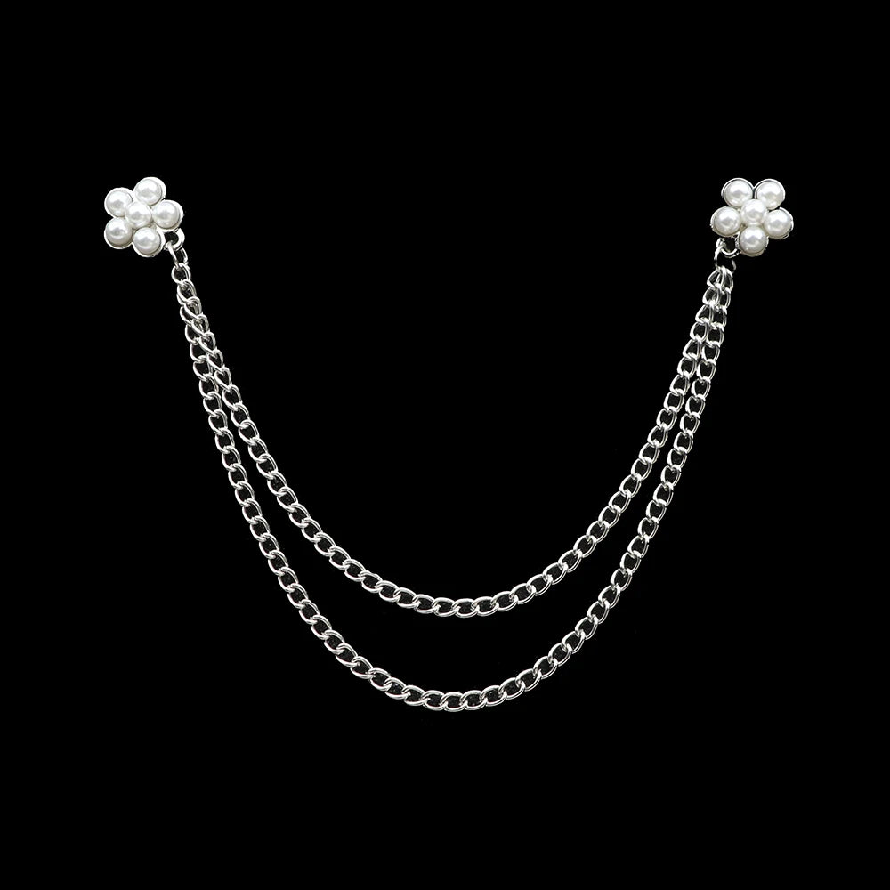 Fashion Gentleman Tassel Brooch – Men’s Suit & Shirt Lapel Pin with Chain, Pearl & Star for Wedding or Party