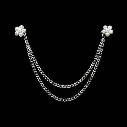 Fashion Gentleman Tassel Brooch – Men’s Suit & Shirt Lapel Pin with Chain, Pearl & Star for Wedding or Party