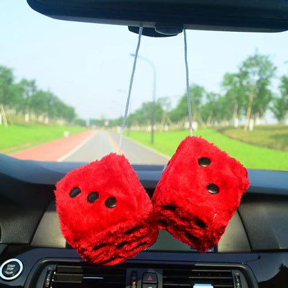 Long Hair Hot Stamping Dot Dice Plush Toy Cube – Anime Car Ornament & Decoration Pendant Accessory