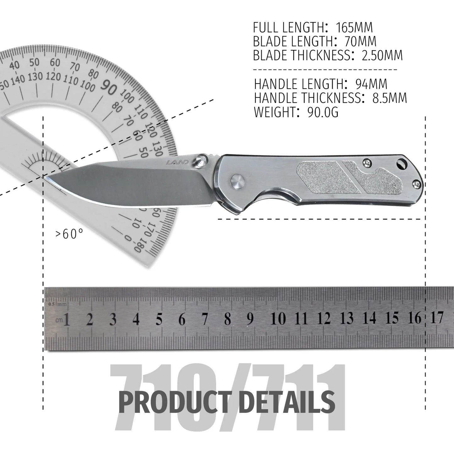 LAND 710/711 Outdoor Folding Knife – Pocket Nail File, Camping, Survival, Fishing & Hunting EDC Tool