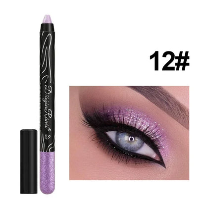 Shiny Pearlescent Highlighter Eyeshadow Pencil – Waterproof Glitter Eyeliner Gel Pen for Long-Lasting Makeup