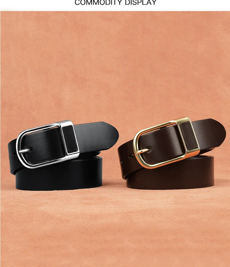 Genuine Leather Men's Belt – High-Quality Buckle, Cowskin Casual & Business Waistband, Fashion Designer 2022 New