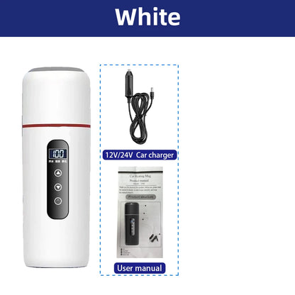 12V/24V Portable Car Electric Kettle 500ml – Smart Touch Screen Travel Heating Cup with Adjustable Temperature Thermal Mug
