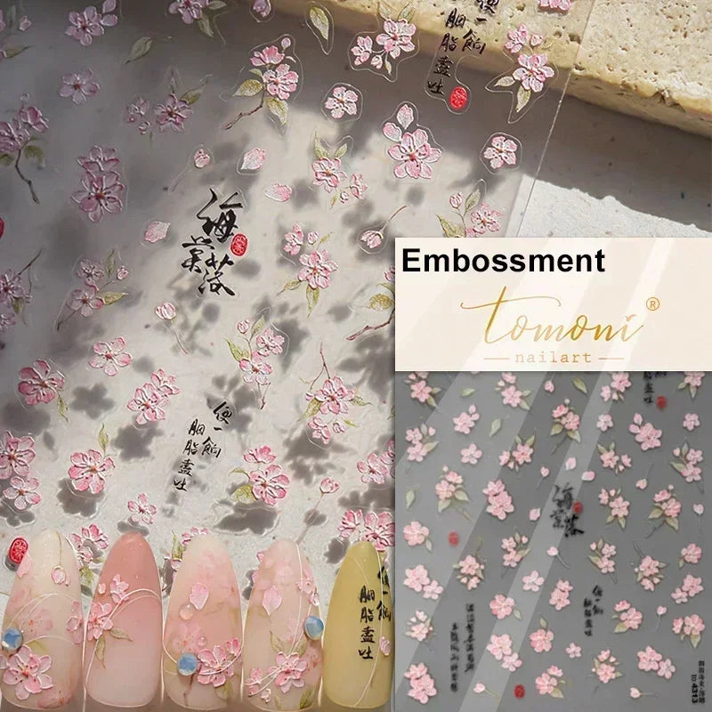 Floral Nail Art Stickers - White Rose Lily Daisy Peony Cherry Blossom & Magnolia Manicure Decals for DIY Nails