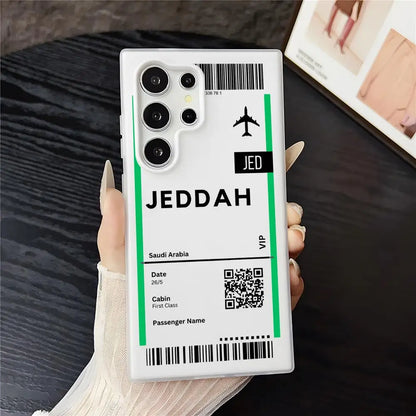 Saudi Arabia Plane Ticket Phone Case - Clear Soft Shockproof 2-in-1 Cover for Samsung Galaxy S25 S24 S23 Ultra