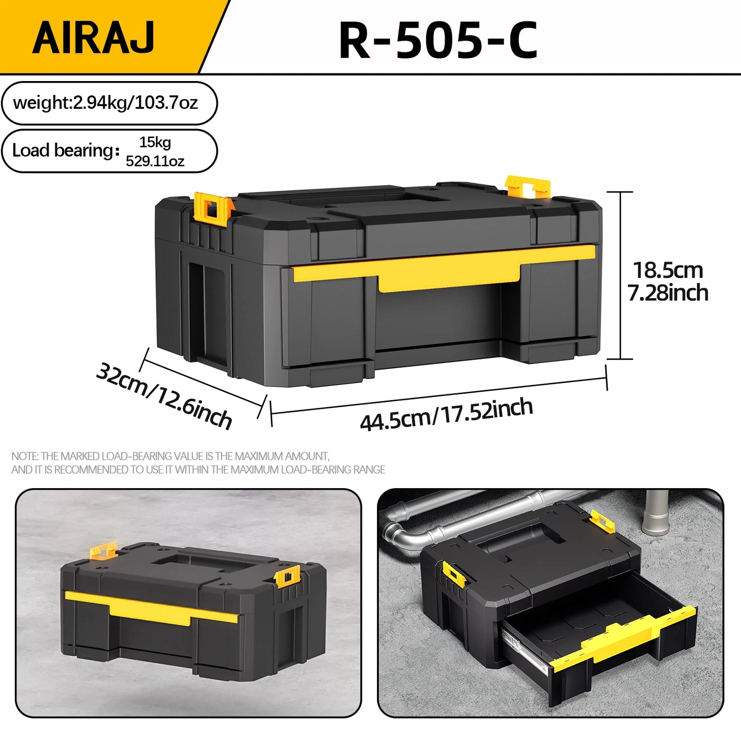 AIRAJ Stackable Modular Toolbox Set – Portable Wheeled Combo Toolbox for Space-Saving Storage & Easy Mobility
