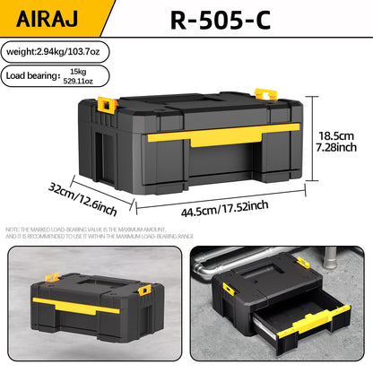 AIRAJ Stackable Modular Toolbox Set – Portable Wheeled Combo Toolbox for Space-Saving Storage & Easy Mobility