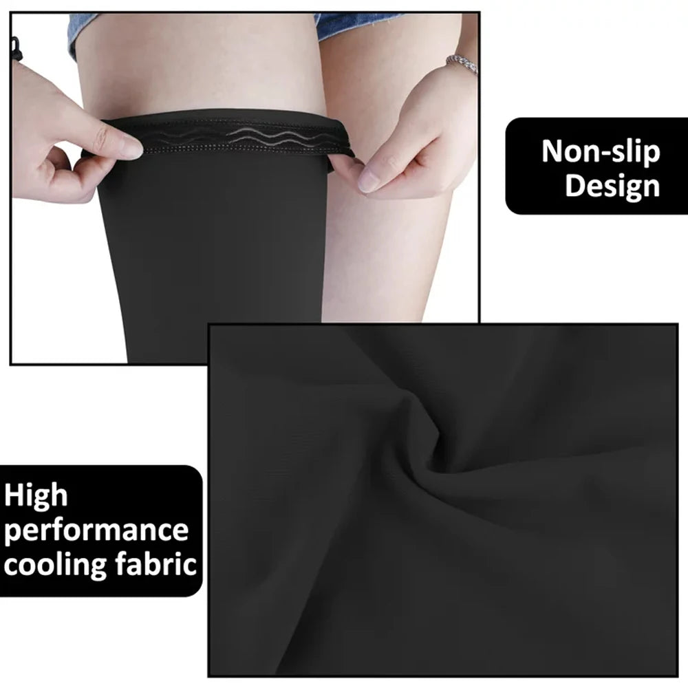 Full Leg Compression Sleeve Sport Knee Sleeve with Anti-Slip Silicone Strips for Running, Basketball & Football Support Gear