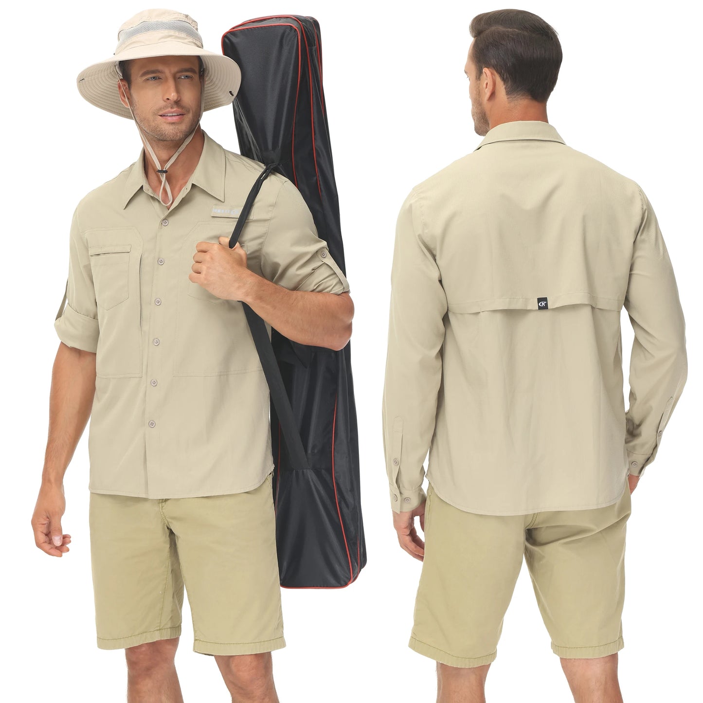 Men’s UPF 50+ Fishing Shirt - Lightweight Long Sleeve Tactical Button Down with Breathable Mesh Back