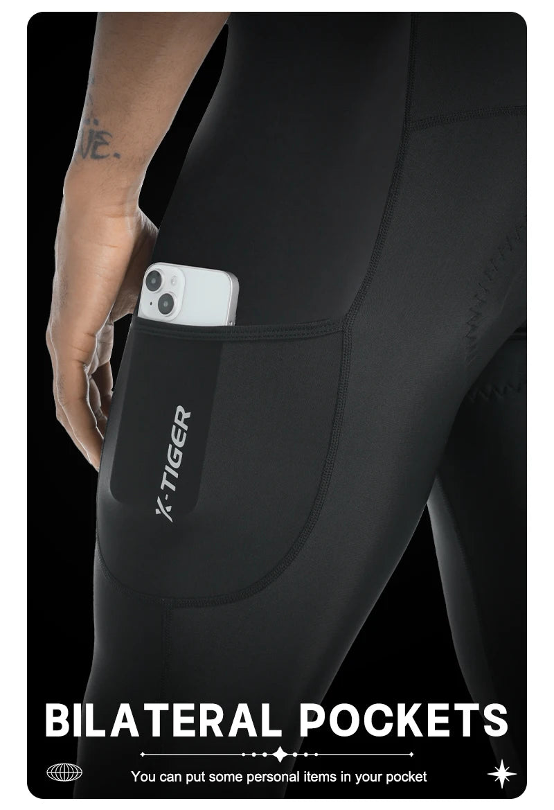 X-TIGER Thermal Winter Cycling Bib Pants for Men with 5D Gel Padding & Back Pocket – Fleece Sports MTB & Road Bike Warm Bibs