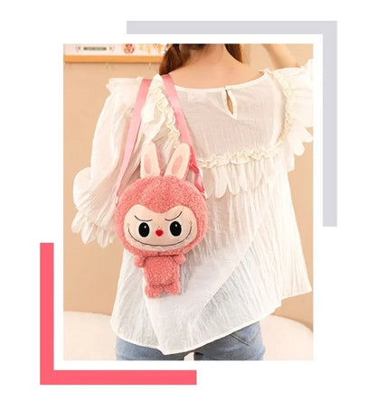 30cm Labubu Cartoon Cute Doll Backpack – Shoulder Crossbody Toy Pouch for Outdoor Travel, Christmas Gift