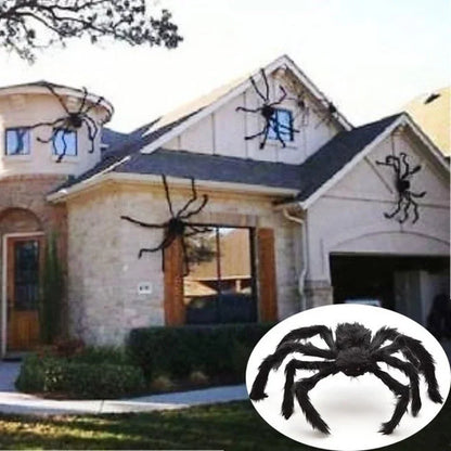 Large Plush Halloween Spider - Outdoor Party Decoration, Haunted House Prop and Prank Decor