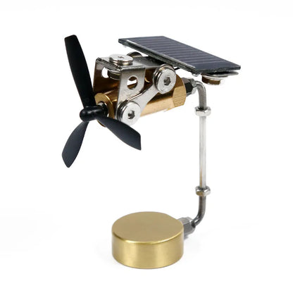 Solar Car Fan Ornament - Creative Metal Model Decoration for Car Interior