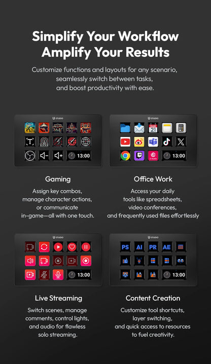 Ulanzi D200 Live Streaming Controller – 13 LCD Keys for Vlog, Content Creation, Photo & Video Editing, Gaming, Office Work