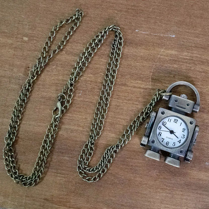 Robot Quartz Pocket Watch - Cool Round Dial with Arabic Numerals for Students and Collectible Gifts
