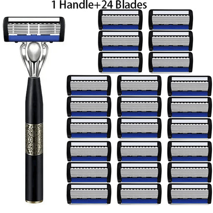 Men’s 7-Layer Stainless Steel Safety Razor – Washable Manual Shaver with Beard Guard & Metal Razor Holder