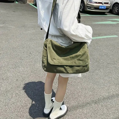 Women’s Vintage Canvas Messenger Bag – Casual Crossbody Shoulder Tote Handbag for Teenagers & Everyday Use