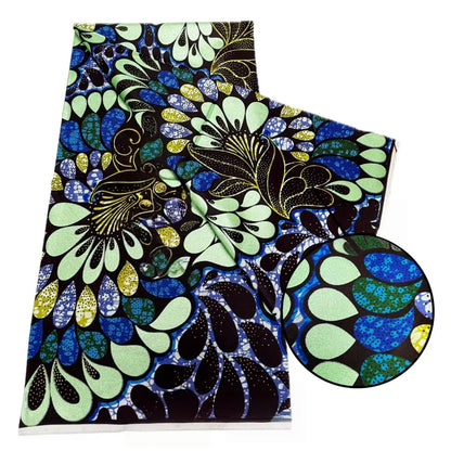 Original African Wax Print Fabric - 6 Yards 100% Cotton Nigerian Ankara Sewing Material for Women’s Dresses