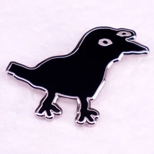 Abstract Crow Enamel Pin – Funny Bird Brooch, Unique Jewelry Gift