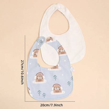 Cotton Baby Bib Set - Adjustable Soft Infant Feeding Bibs Burp Cloths Bandana Scarf for Boys & Girls