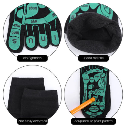 Acupoints Massage Socks and Gloves Set - Five Fingers Reflexology for Accurate Hands and Foot Massage - Household Spa Tools