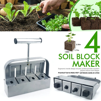 Handheld Seedling Soil Block Maker – 2 Inch Soil Blocking Tool for Greenhouse and Garden Seedlings