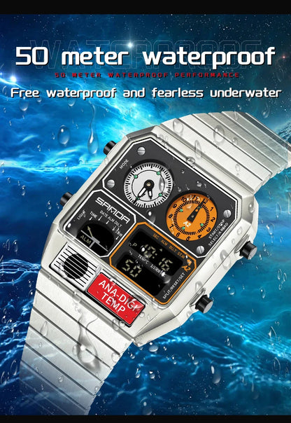 SANDA 3192 Men's LED Square Watch with Thermometer, Stopwatch & Chronograph – Multi-function Casual Timepiece for Youth   2/2
