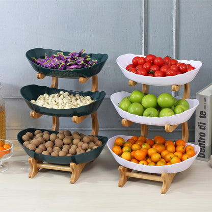 2/3 Layer Plastic Fruit Plate – Modern Snack Dish, Candy Dish & Cake Stand for Home & Living Room