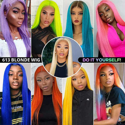 30-40 Inch Honey Blonde 250 Density 613 HD Lace Front Wig – 13x6 Transparent Straight Human Hair, 13x4 Lace Frontal Wig for Women