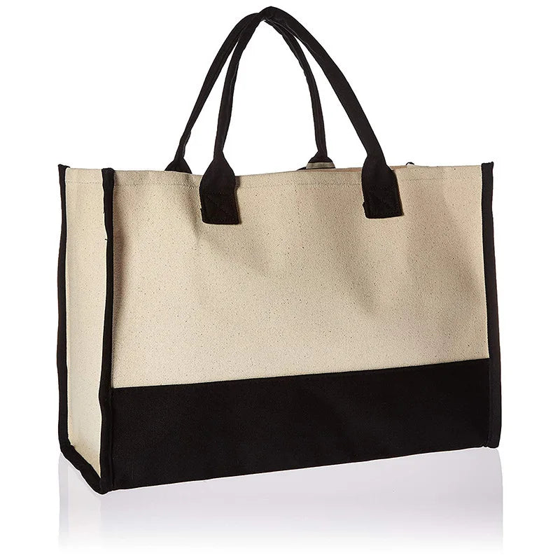 Stay Stylish on the Go: Fashion Canvas Tote Bag with Letters and Flower Design - Portable Beach Shoulder Shopping Casual Bag, Large Capacity Handbag
