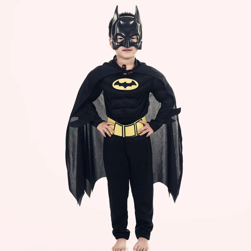 Kids Bat Superhero Costume - Black Halloween Cosplay Outfit for Boys, Masquerade & Comic Party Dress-Up