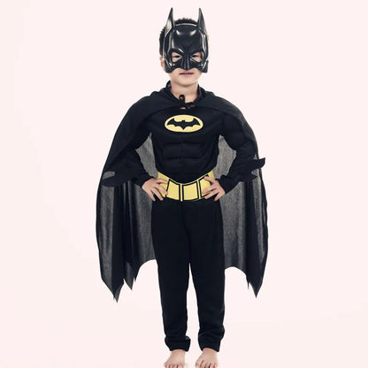 Kids Bat Superhero Costume - Black Halloween Cosplay Outfit for Boys, Masquerade & Comic Party Dress-Up
