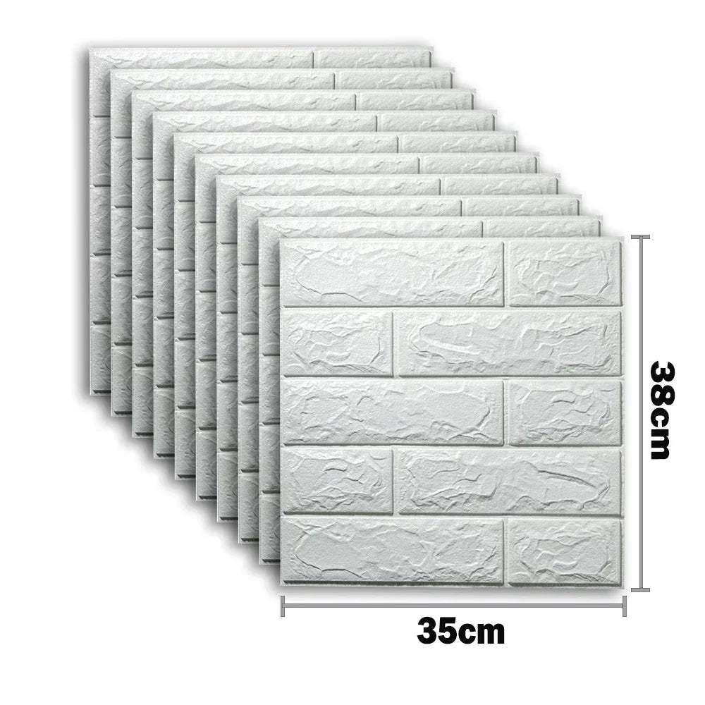 10pcs 3D Foam Wall Stickers – Self-Adhesive Waterproof Peel-and-Stick Brick Wallpaper for Interior Decoration