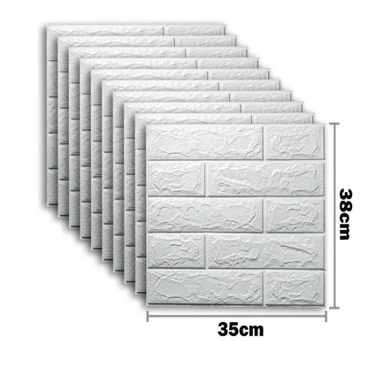 10pcs 3D Foam Wall Stickers – Self-Adhesive Waterproof Peel-and-Stick Brick Wallpaper for Interior Decoration