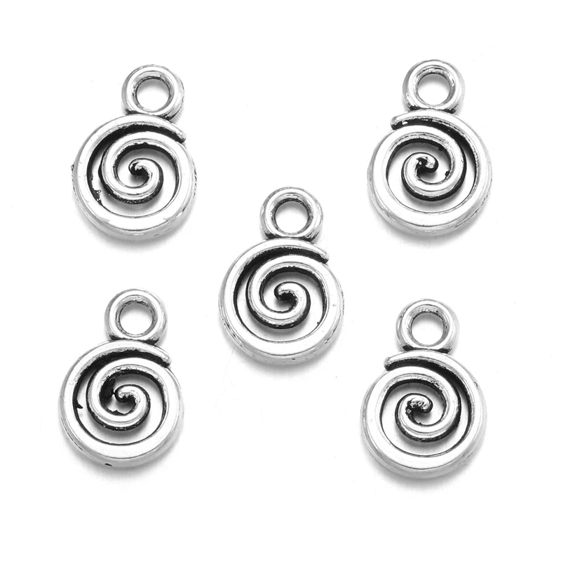 40pcs Swirl Alloy Charms - 6-Color Metal Pendants for DIY Handmade Jewelry Making & Accessories