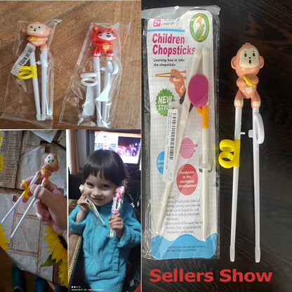 Cartoon Animal Baby Training Chopsticks - 1 Pair, Beginner Friendly Kids' Learning Tableware & Eating Helper Tools