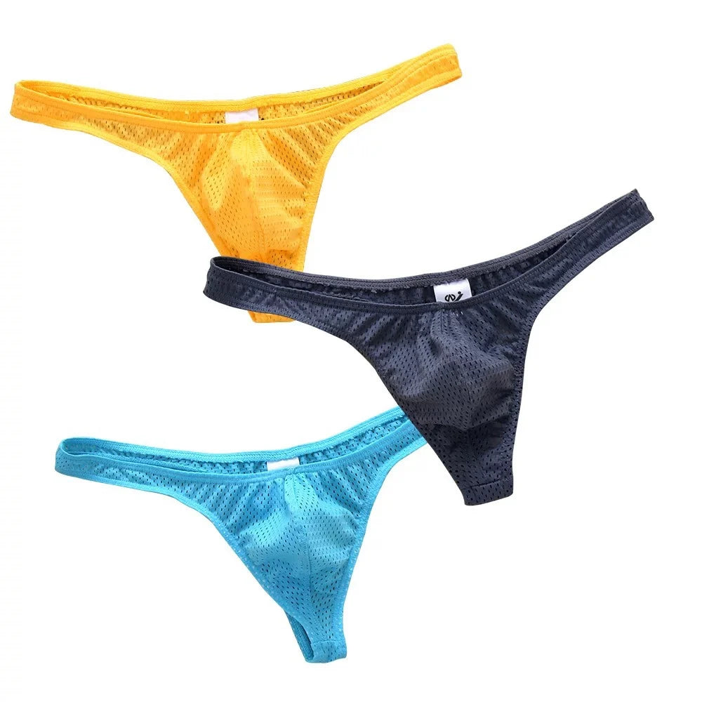 Men’s Ice Silk Low-Rise G-String & Thong Underwear – Breathable Solid Color T-Back U-Pouch Comfort Fit Sexy Lightweight Underpants