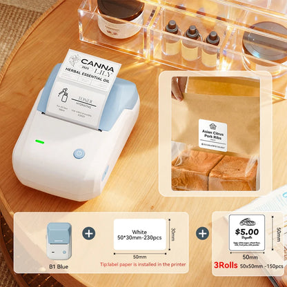 NIIMBOT B1 Portable 2-Inch Thermal Label Printer with Adhesive Tapes Bluetooth Mini Sticker Maker for Smartphone & PC