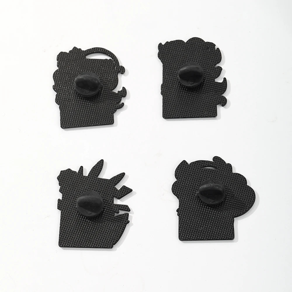 4Pcs Cartoon Anime Enamel Pins - Cute Metal Brooch Badges for Backpacks, Clothing and Gifts