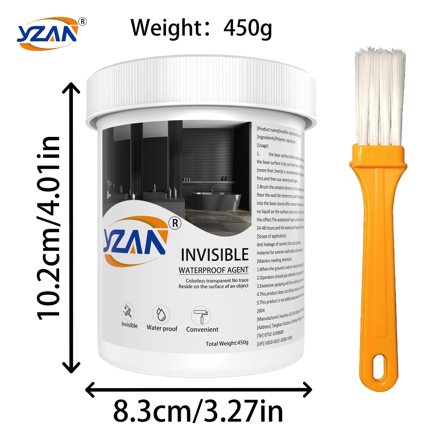 450g Polyurethane Waterproof Coating Sealant – Invisible Nano Repair Glue with Brush for Roof, Bathroom & Wall Cracks, Freeze-Resistant