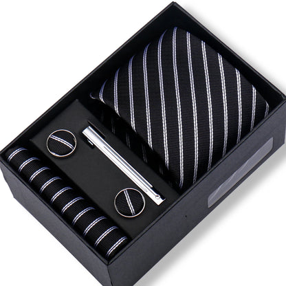 Men’s Green Business Tie Set - Premium Necktie with Hanky, Cufflinks & Tie Clip Gift Box for Wedding Formal Wear