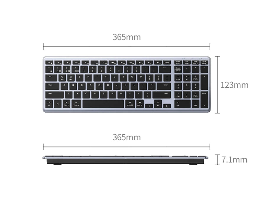 UGREEN Wireless Bluetooth 5.0 & 2.4G Keyboard – 99 Keycaps Russian/Korean/English, USB-C Rechargeable for MacBook, iPad, PC & Tablet