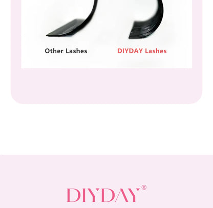 DIYDAY U-Shaped 3D Volume Eyelash Extensions — Easy-Apply Natural Wispy U YY Shape Faux Mink Lashes for Makeup