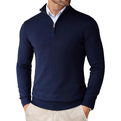 Men's Quarter Zip Sweater - Slim Fit Lightweight Mock Neck Knitted Pullover Casual Outdoor Streetwear Top